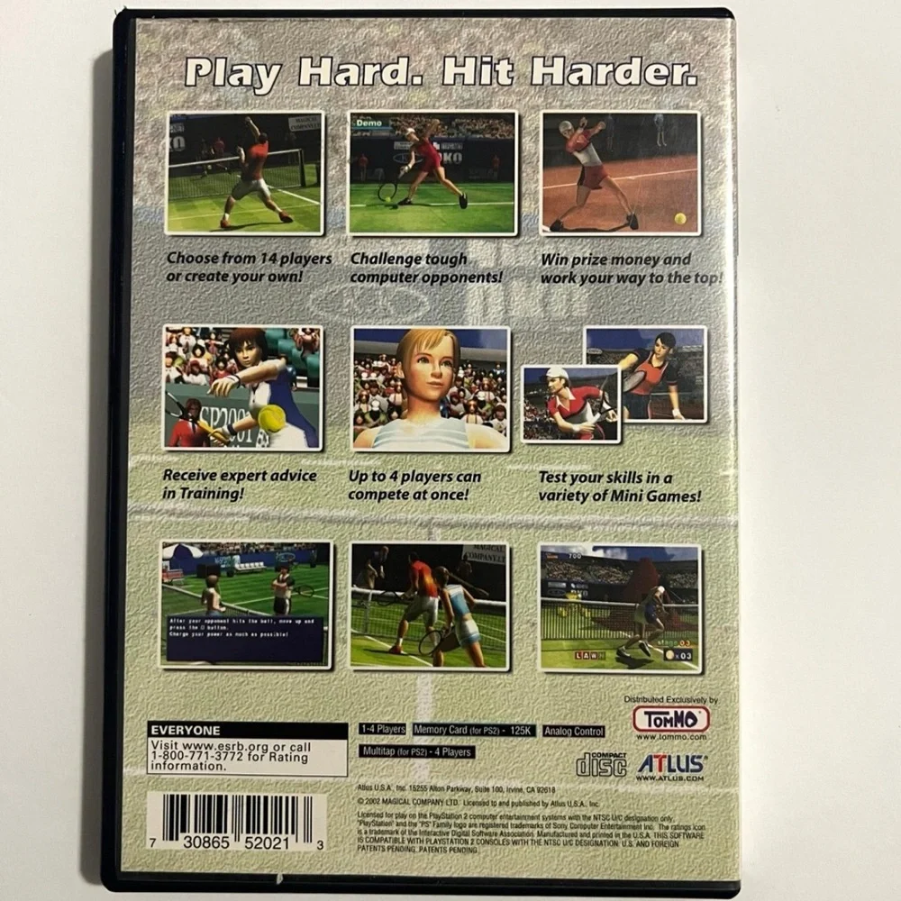 Hard Hitter Tennis (Sony PlayStation 2, 2002 PS2)-Complete.